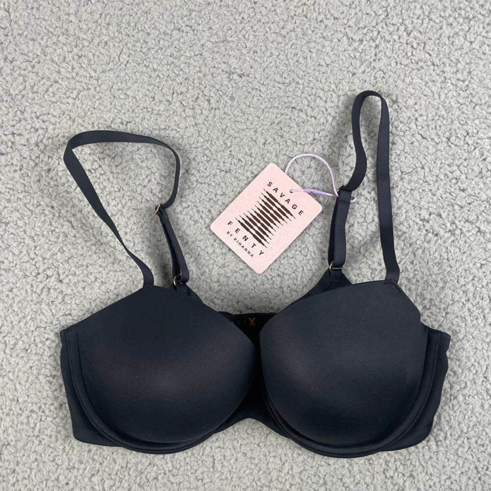 Savage X Fenty by Rihanna Women's 32D Caviar Black Soft N Savage Padded Demi Bra